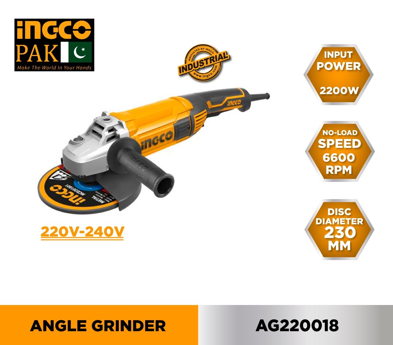 Ingco 9" Angle Grinder